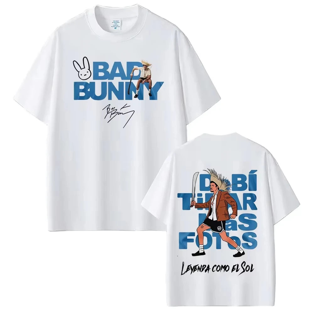 Rapper Bad Bunny Tour 2026 Debi Tirar Mas Fotos DTMF Merch T-Shirts Men's Fashion Hip Hop Pop Music Short Sleeve Streetwear