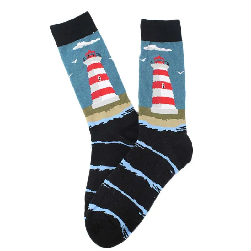 Happy Cool Harajuku Crew Mens Socks Hip Hop Street Big Size Funny Socks Men Skateboard Painting Calcetines Homme Divertidos Sox