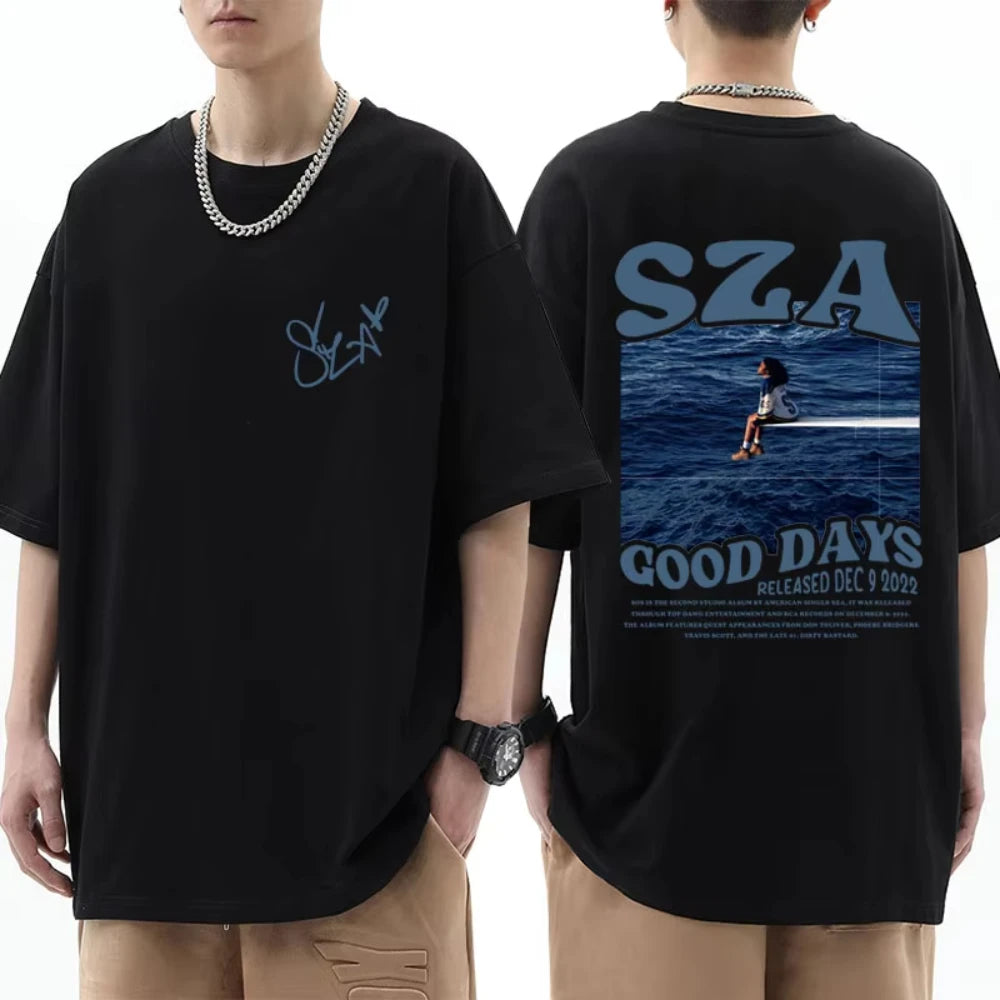 Rapper Sza Music Album SOS T Shirts Fashion Style Men Women Hip Hop Harajuku T-shirt Oversized Casual Cotton Tees Streetwear Y2k