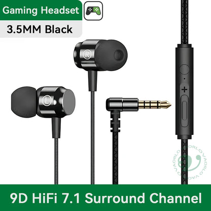 Metal Magnetic Gaming Earbuds 90° L Elbow Digital Type-C/3.5MM AUX 9D Surround HIFI Heavy Bass Music Headset For Samsung Android