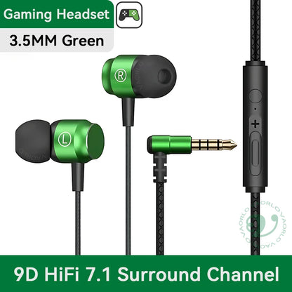 Metal Magnetic Gaming Earbuds 90° L Elbow Digital Type-C/3.5MM AUX 9D Surround HIFI Heavy Bass Music Headset For Samsung Android