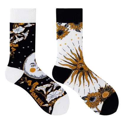 Hip-hop AB version asymmetric tide socks for men and women couples fashion trend popular jacquard cartoon long tube cotton socks