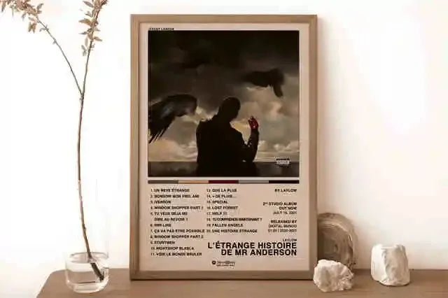 New French Pop Rapper Music Album Poster Aesthetics For Wall Art Mural Room Decor Canvas Print Pirture Office Hip Hop Band