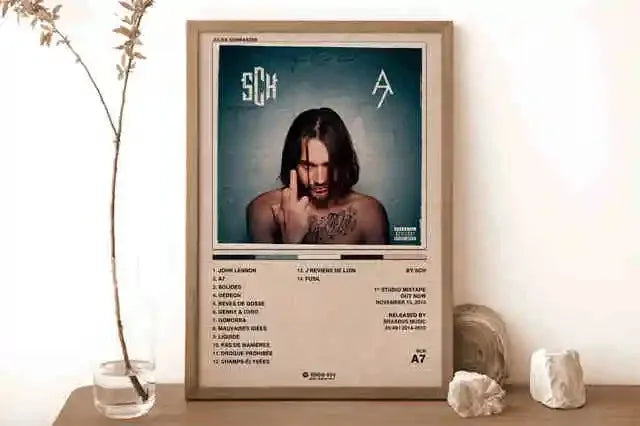 New French Pop Rapper Music Album Poster Aesthetics For Wall Art Mural Room Decor Canvas Print Pirture Office Hip Hop Band