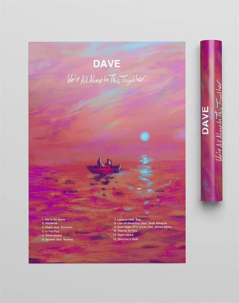Pop Rapper Music Album Cover DAVE Poster Aesthetic Hip Hop Rock Were All Alone In This Together Canva Print Wall Art Room Decor