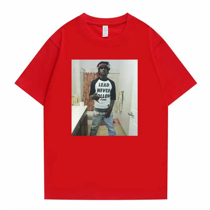 Rapper Chief Keef Lead Never Follow Leaders Funny Meme T-shirts Male Cotton Tshirt Men's Women Hip Hop Casual Oversized T Shirts