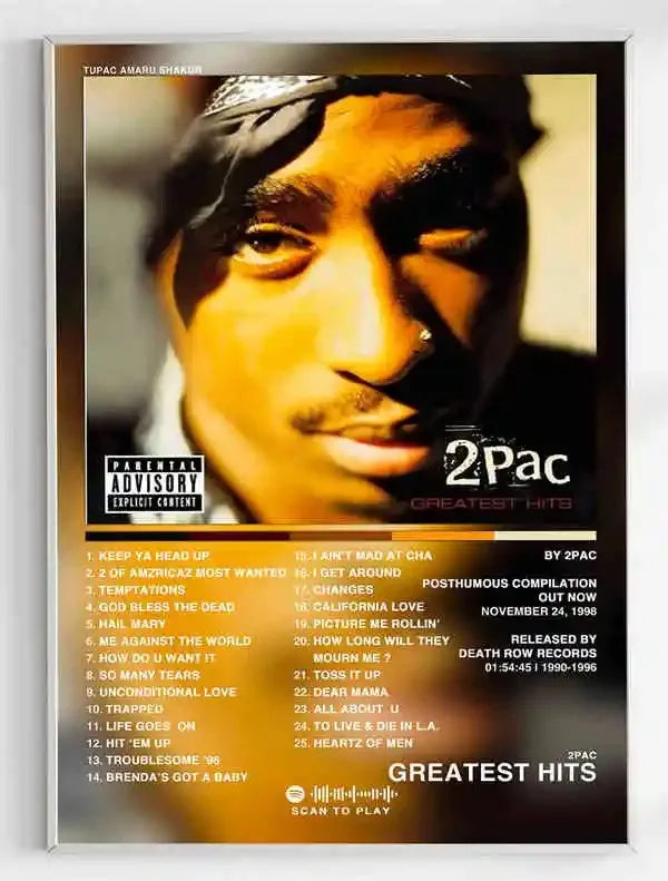 Black and White Pop Hip Hop Rapper 2PAC Posters Tupac Music Album Cover Aesthetic for Room Canvas Painting Art Wall Home Decor