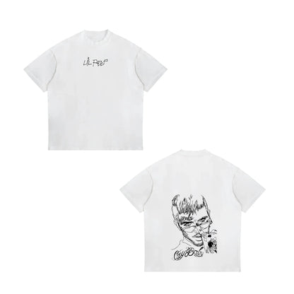 Rapper Lil Peep Hell Boy Graphic TShirt Men's Cool Hip Hop Fashion T-Shirts Men Women Cotton Oversized Tee Shirt Streetwear