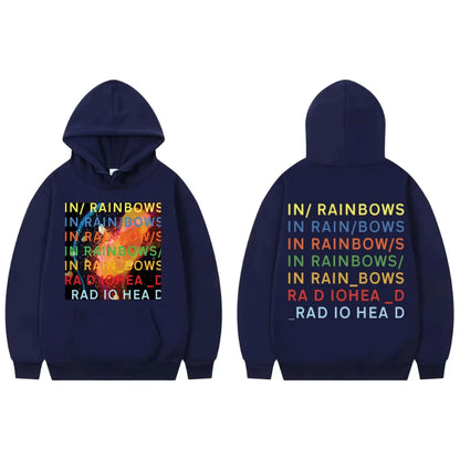 Radiohead in Rainbows Album Merch Hoodie Men's Women Clothing Rock Hip Hop Sweatshirts Fashion Y2k Oversized Pullover Streetwear