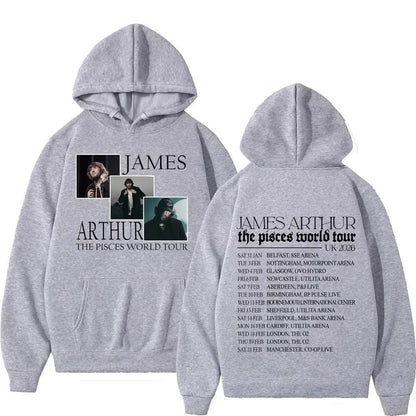 Rapper James Arthur The Pisces 2026 World Tour Printed Hoodie, Unisex Hip Hop Sportswear Set, Casual Loose Gothic Punk Pullover