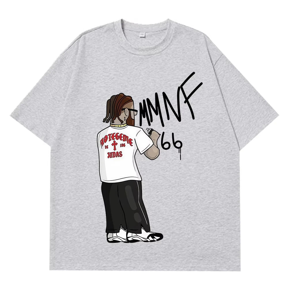 Rapper Hades66 Fashion Print T-shirt Men Women Hip-hop Vintage T-shirts Short-sleeved Top Casual Aesthetic Trend T-shirts