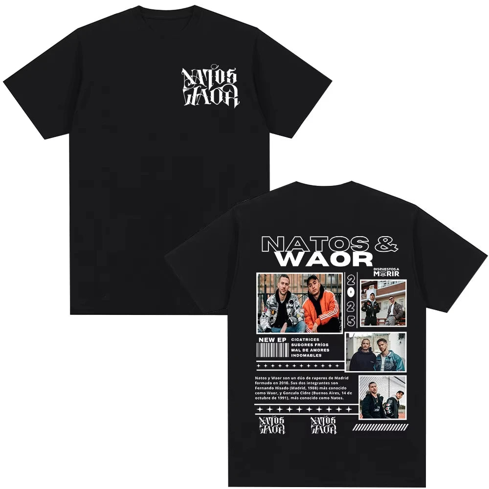 Rapper Natos Y Waor 100%cotton Men's Shirt Summer Graphics Shirts Women's Y2k Hip Hop Short Sleeve Streetwear Tshirt