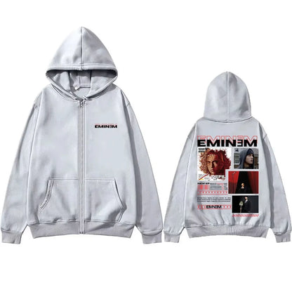 Rapper Eminem Music Album 2025 Zipper Hoodie Men's Clothing Retro Oversized Zip Up Sweatshirt Men Hip Hop Fashion Zip Up Jacket
