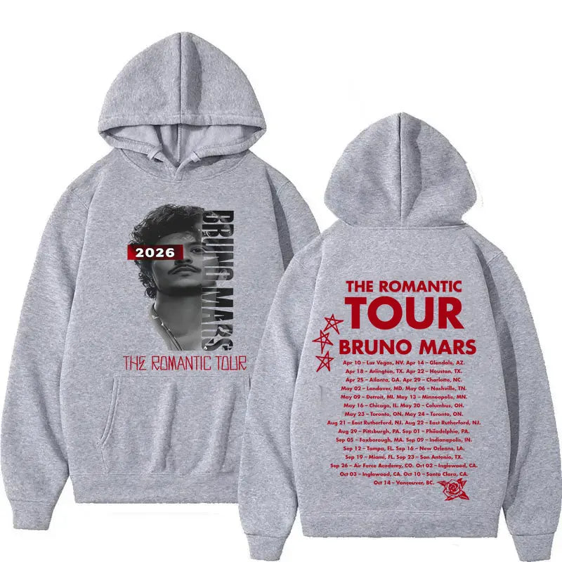 Rapper Bruno Mars 2026 Hip Hop Album Casual Hoodie Mens Punk Oversized Double Sided Print Sweatshirts Loose Long Sleeve Pullover