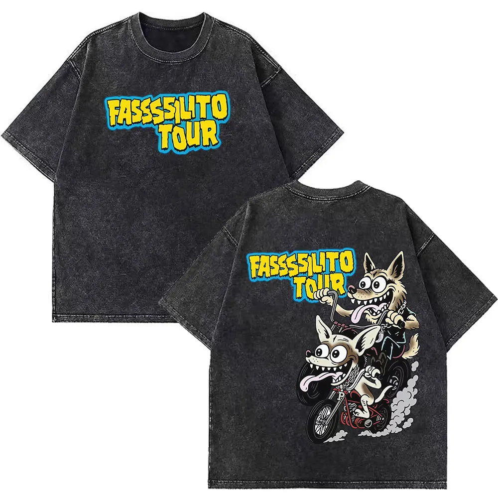 Rapper La Panter Lucho Rk Fashion Graphics Tees Men Women Casual T-shirt Short-sleeved Aesthetic Hip-hop Vintage Washed T-shirts