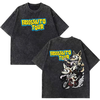 Rapper La Panter Lucho Rk Fashion Graphics Tees Men Women Casual T-shirt Short-sleeved Aesthetic Hip-hop Vintage Washed T-shirts
