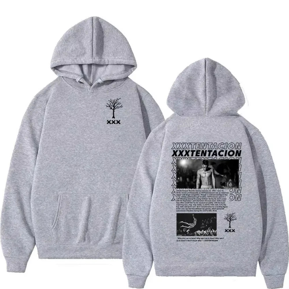 Rapper XXXTentacion Tour Album 2026 New Hoodies Men Vintage Long Sleeve Oversized Sweatshirt Hip Hop Pullover Hooded Streetwears