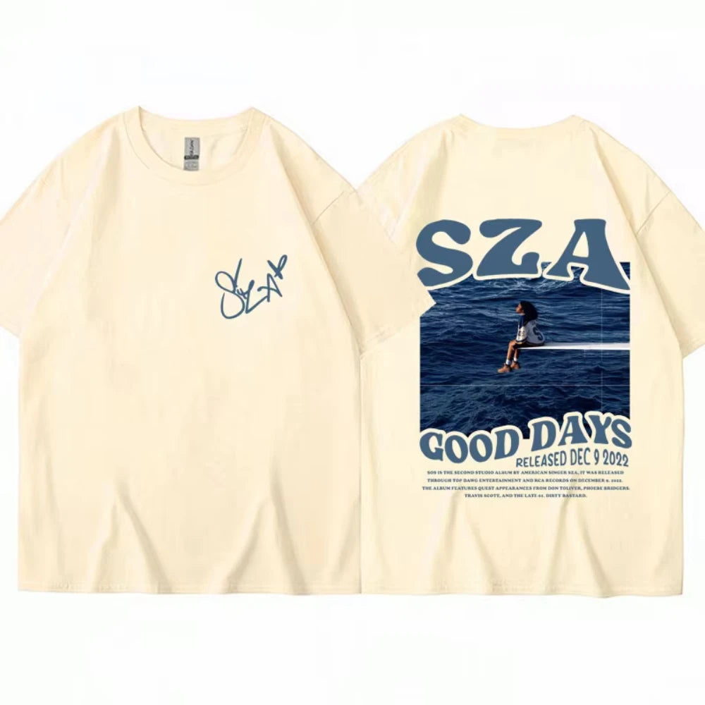 Rapper Sza Music Album SOS T Shirts Fashion Style Men Women Hip Hop Harajuku T-shirt Oversized Casual Cotton Tees Streetwear Y2k