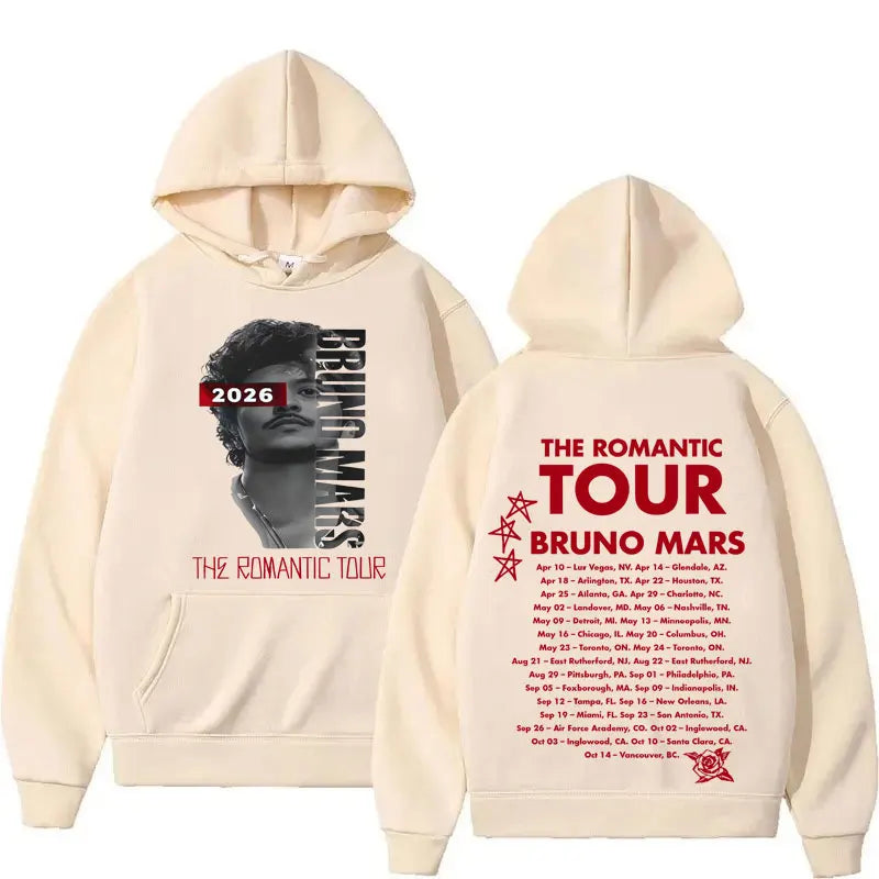 Rapper Bruno Mars 2026 Hip Hop Album Casual Hoodie Mens Punk Oversized Double Sided Print Sweatshirts Loose Long Sleeve Pullover