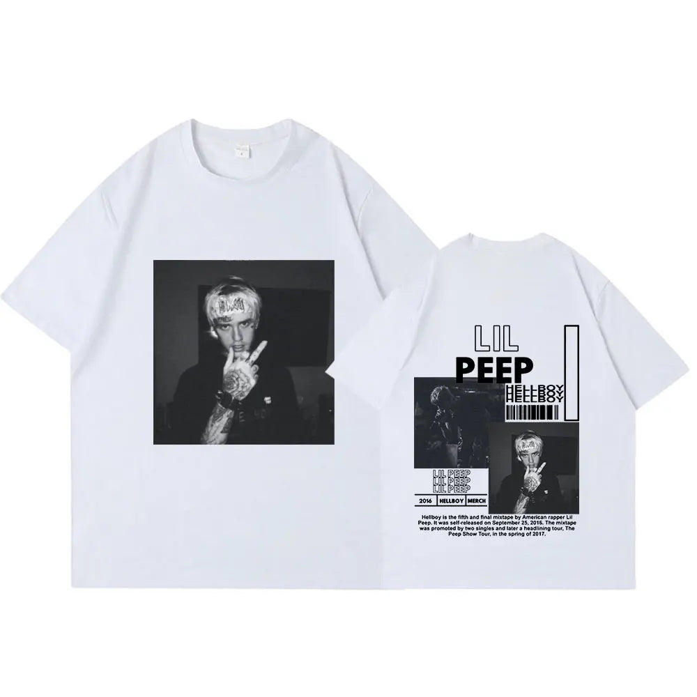 Rapper Lil Peep T-Shirt Hellboy Crybaby Hip Hop Graphic T shirt Summer Men's Clothing Aesthetic Oversized Cotton Tee Shirt