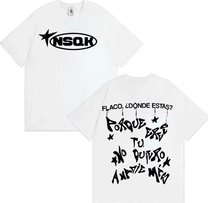 Rapper Nsqk Do You Think about Me Letters Print T-shirt Mens Popluar Hip Hop Comfort T-shirts Casual Y2K Short Sleeve Tshrits