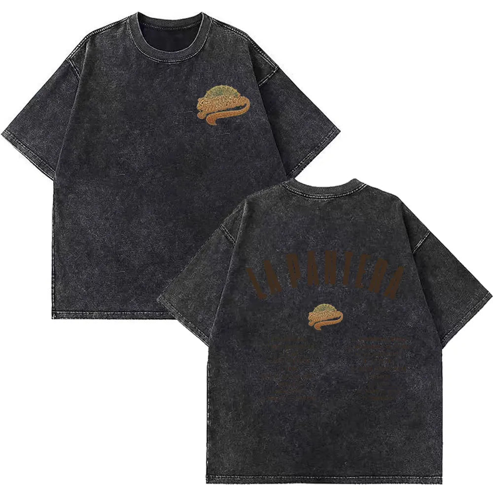 Rapper La Panter Lucho Rk Fashion Graphics Tees Men Women Casual T-shirt Short-sleeved Aesthetic Hip-hop Vintage Washed T-shirts