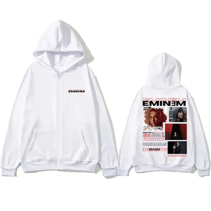 Rapper Eminem Music Album 2025 Zipper Hoodie Men's Clothing Retro Oversized Zip Up Sweatshirt Men Hip Hop Fashion Zip Up Jacket