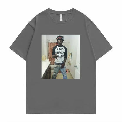 Rapper Chief Keef Lead Never Follow Leaders Funny Meme T-shirts Male Cotton Tshirt Men's Women Hip Hop Casual Oversized T Shirts