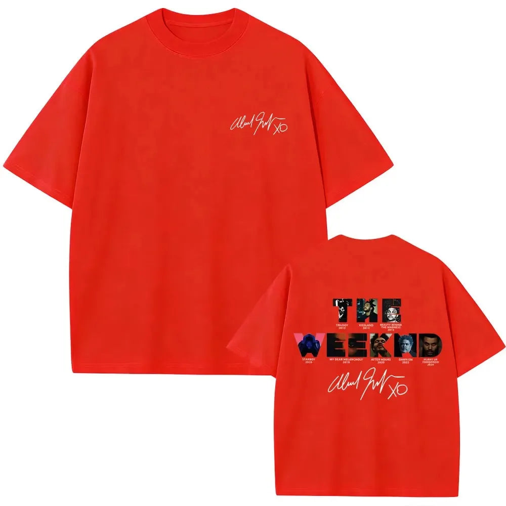 Rapper The Weeknd Music Album Cover Graphic T Shirt Men Women Hip Hop Fashion Oversized T-shirt Male Casual Cotton Retro Tshirt