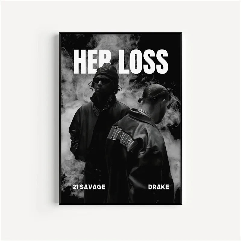 Black and White Drake Concert Cover Poster Aesthetic Pop Rapper Music Album for All the Dogs Canvas Print Wall Art Room Decor