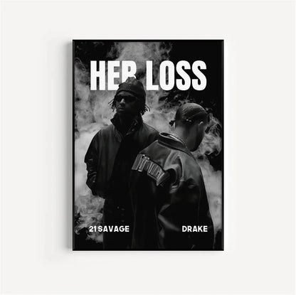 Black and White Drake Concert Cover Poster Aesthetic Pop Rapper Music Album for All the Dogs Canvas Print Wall Art Room Decor