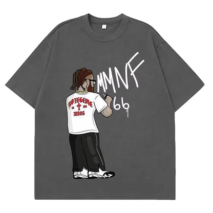 Rapper Hades66 Fashion Print T-shirt Men Women Hip-hop Vintage T-shirts Short-sleeved Top Casual Aesthetic Trend T-shirts