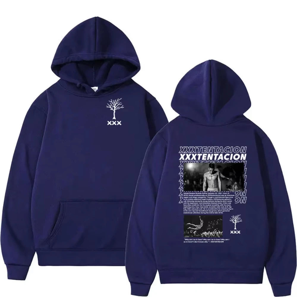 Rapper XXXTentacion Tour Album 2026 New Hoodies Men Vintage Long Sleeve Oversized Sweatshirt Hip Hop Pullover Hooded Streetwears