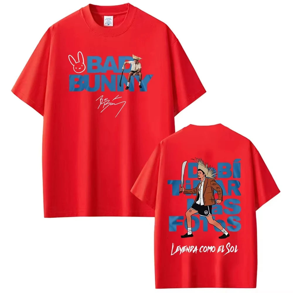 Rapper Bad Bunny Tour 2026 Debi Tirar Mas Fotos DTMF Merch T-Shirts Men's Fashion Hip Hop Pop Music Short Sleeve Streetwear