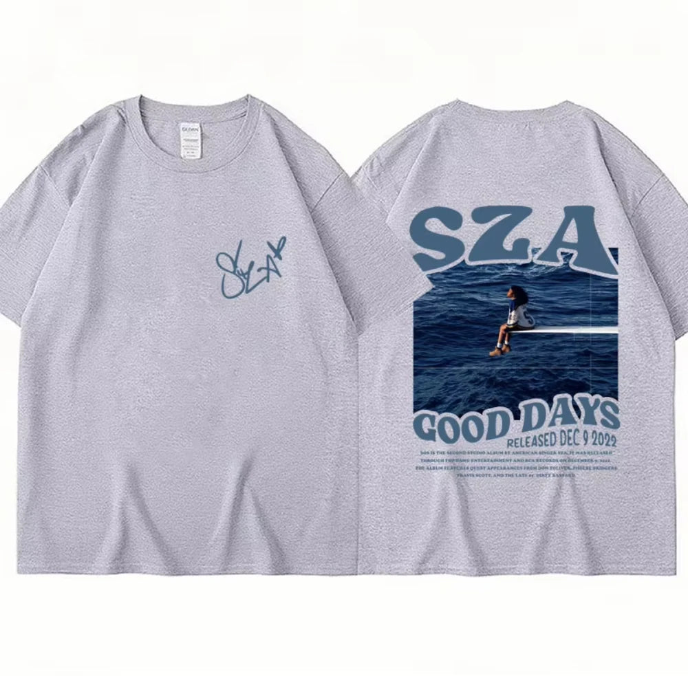 Rapper Sza Music Album SOS T Shirts Fashion Style Men Women Hip Hop Harajuku T-shirt Oversized Casual Cotton Tees Streetwear Y2k