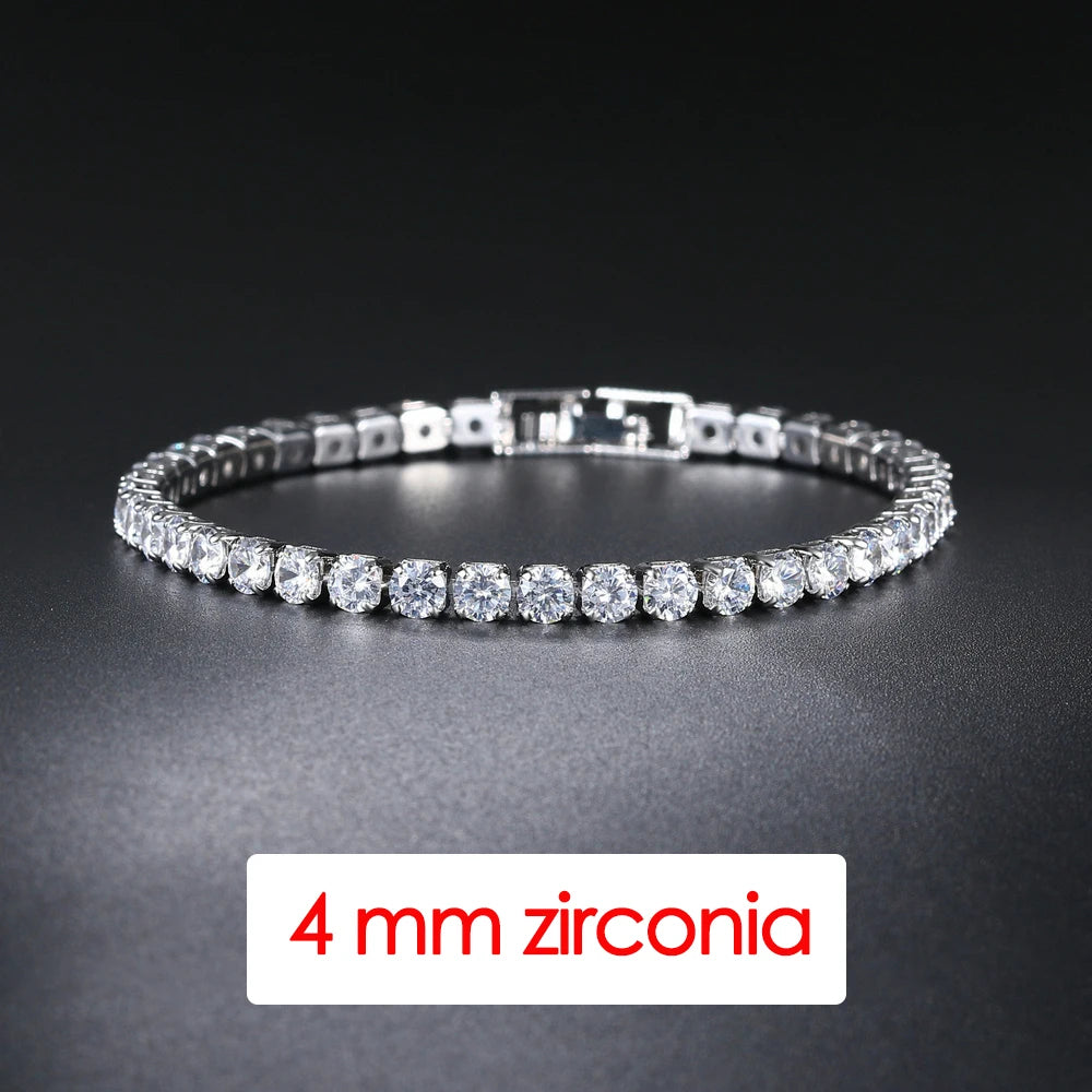 Hiphop Tennis Bracelet Homme Iced Out 3/4/5mm Cubic Zirconia Mens Crystal Chain on The Hand Hip-hop Streetwear Jewelry Male