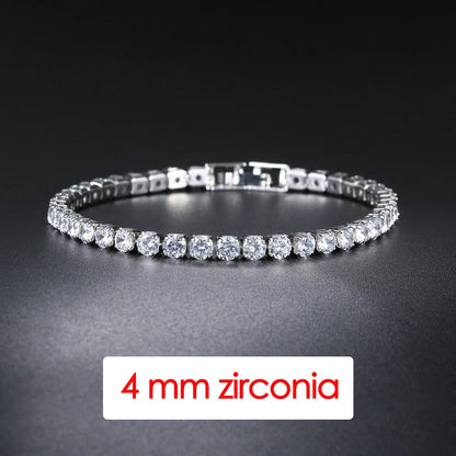 Hiphop Tennis Bracelet Homme Iced Out 3/4/5mm Cubic Zirconia Mens Crystal Chain on The Hand Hip-hop Streetwear Jewelry Male
