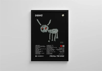 Black and White Drake Concert Cover Poster Aesthetic Pop Rapper Music Album for All the Dogs Canvas Print Wall Art Room Decor