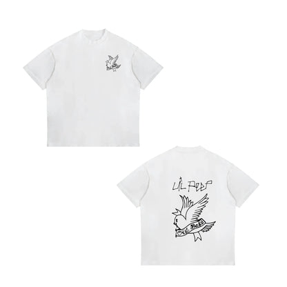 Rapper Lil Peep Hell Boy Graphic TShirt Men's Cool Hip Hop Fashion T-Shirts Men Women Cotton Oversized Tee Shirt Streetwear