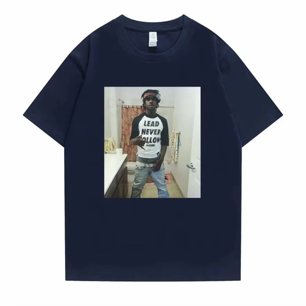 Rapper Chief Keef Lead Never Follow Leaders Funny Meme T-shirts Male Cotton Tshirt Men's Women Hip Hop Casual Oversized T Shirts