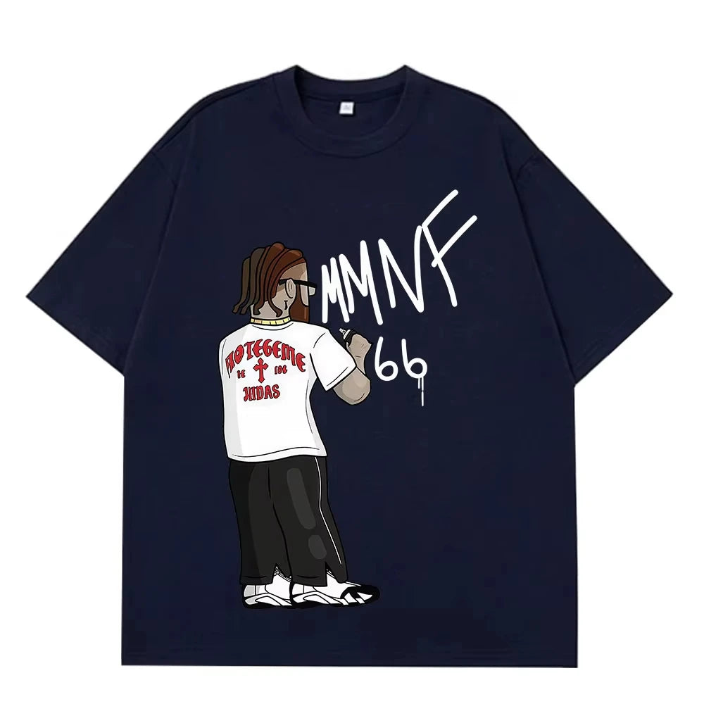 Rapper Hades66 Fashion Print T-shirt Men Women Hip-hop Vintage T-shirts Short-sleeved Top Casual Aesthetic Trend T-shirts