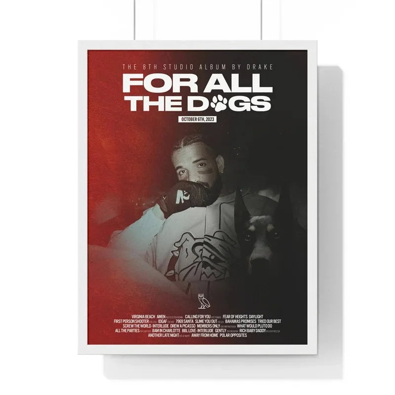 Black and White Drake Concert Cover Poster Aesthetic Pop Rapper Music Album for All the Dogs Canvas Print Wall Art Room Decor