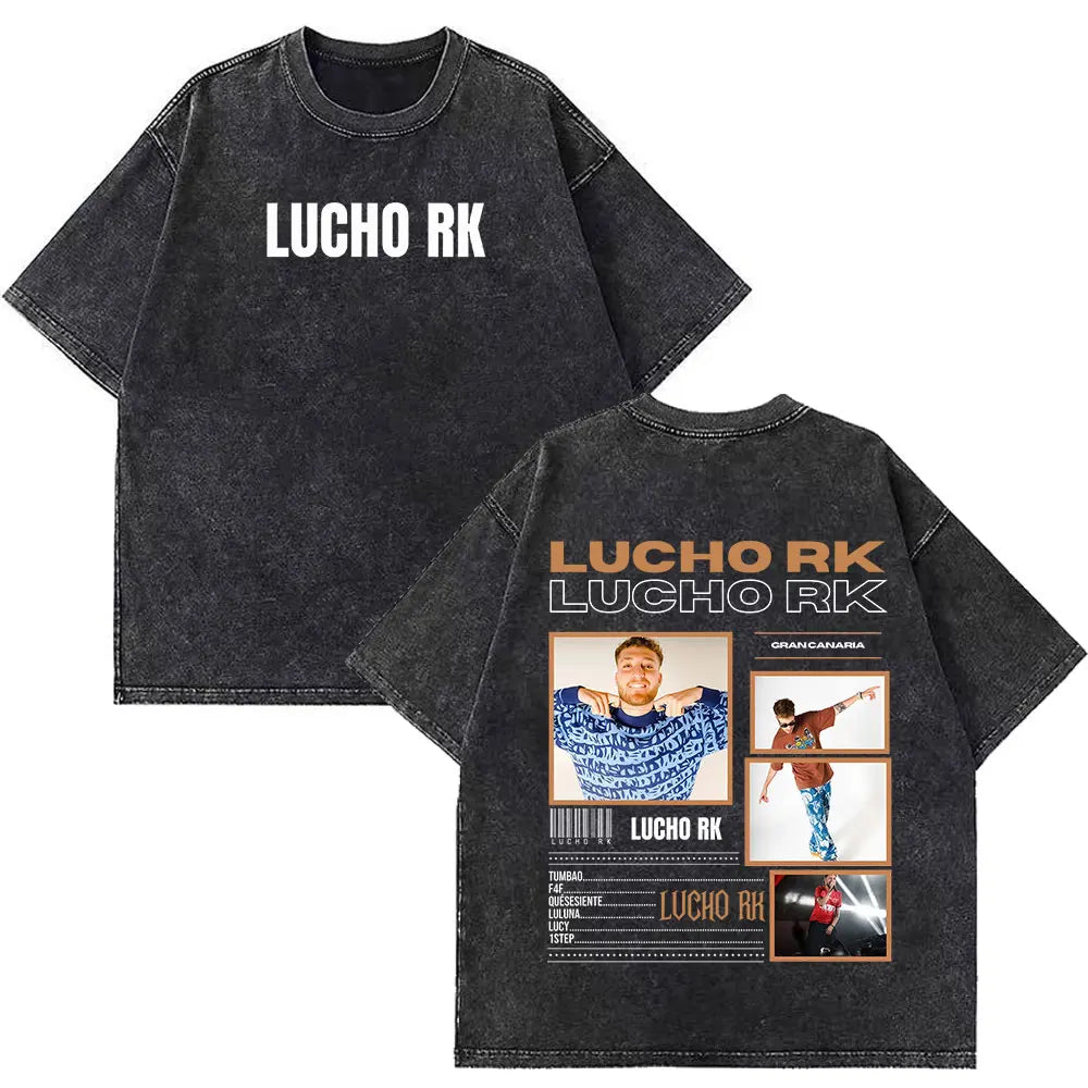 Rapper La Panter Lucho Rk Fashion Graphics Tees Men Women Casual T-shirt Short-sleeved Aesthetic Hip-hop Vintage Washed T-shirts