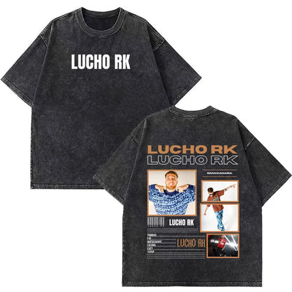 Rapper La Panter Lucho Rk Fashion Graphics Tees Men Women Casual T-shirt Short-sleeved Aesthetic Hip-hop Vintage Washed T-shirts