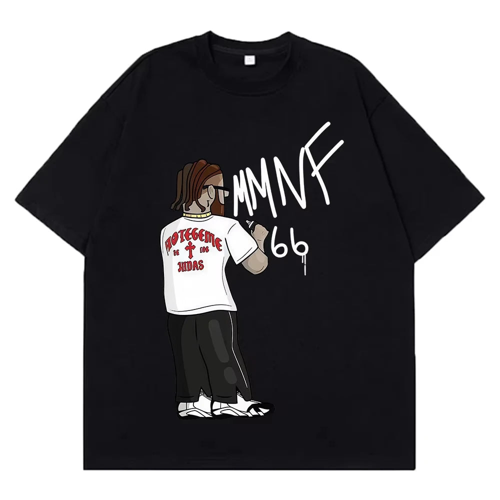 Rapper Hades66 Fashion Print T-shirt Men Women Hip-hop Vintage T-shirts Short-sleeved Top Casual Aesthetic Trend T-shirts