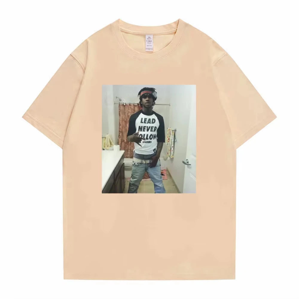 Rapper Chief Keef Lead Never Follow Leaders Funny Meme T-shirts Male Cotton Tshirt Men's Women Hip Hop Casual Oversized T Shirts