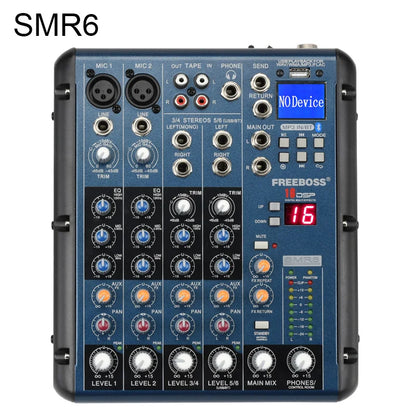 FREEBOSS 6 8 Channels Mixing Console 2 Stereo 16 DSP Professional Audio Mixer USB Record Bluetooth DJ Karaoke Sound Table SMR6/8