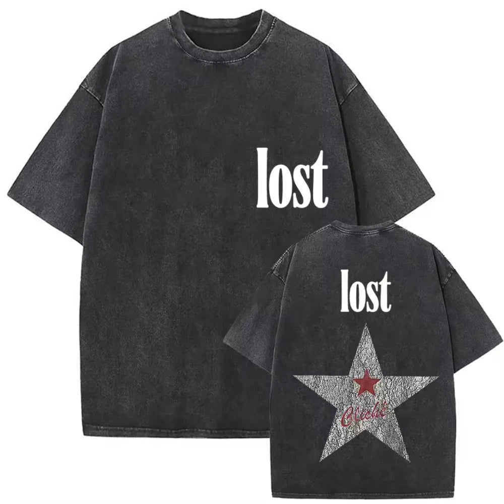 Rapper MGK Day Lost Americana Tour 2026 Vintage Washed T Shirts Men's Women Hip Hop Punk Gothic Short Sleeve T-shirts Streetwear