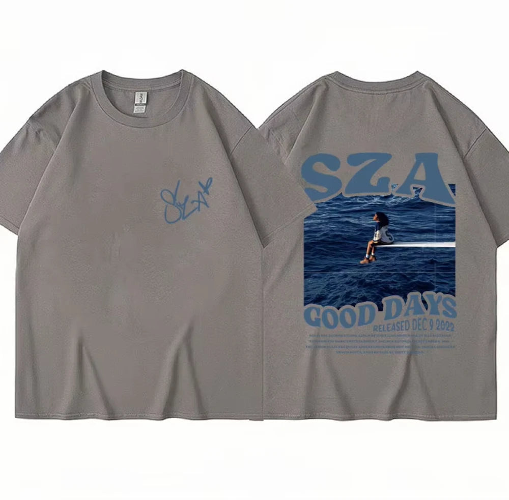 Rapper Sza Music Album SOS T Shirts Fashion Style Men Women Hip Hop Harajuku T-shirt Oversized Casual Cotton Tees Streetwear Y2k