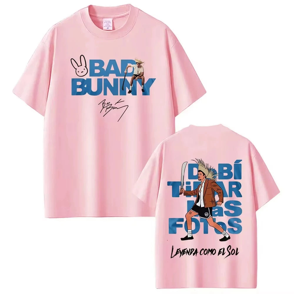 Rapper Bad Bunny Tour 2026 Debi Tirar Mas Fotos DTMF Merch T-Shirts Men's Fashion Hip Hop Pop Music Short Sleeve Streetwear